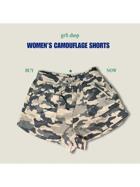 Zara Womens Camouflage Shorts With Elastic Waist & Drawstring Lightweight Casual